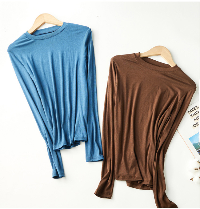 カットソー 長袖 Tシャツ トップス レディース インナー 肌触り 無地 柔らかい ストレッチ ベーシック 
