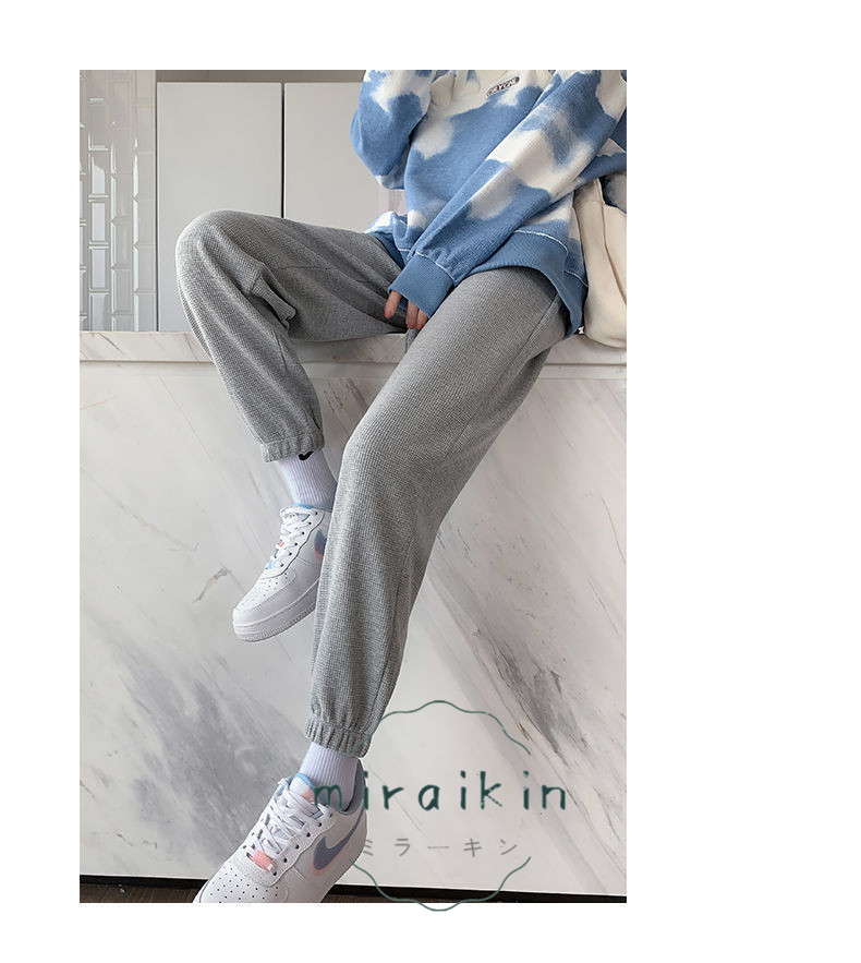 スウェットパンツ ワッフル生地 韓国風 レディース ジョガーパンツ 春秋冬ドローストリングパンツ 長ズボン ストレートパンツ ハイウエスト ロングパンツ 