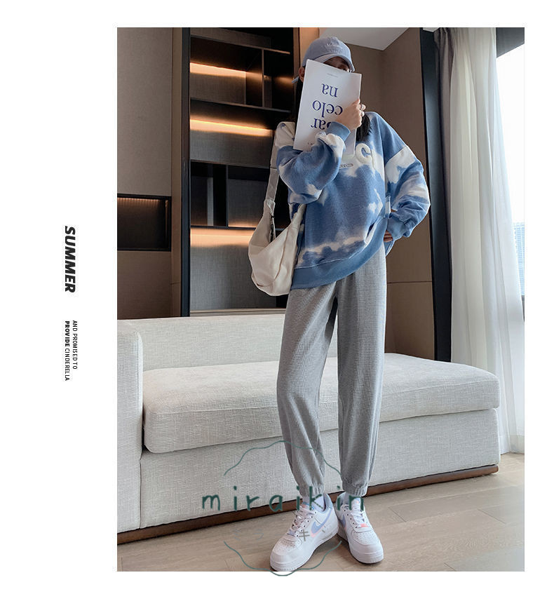 スウェットパンツ ワッフル生地 韓国風 レディース ジョガーパンツ 春秋冬ドローストリングパンツ 長ズボン ストレートパンツ ハイウエスト ロングパンツ 