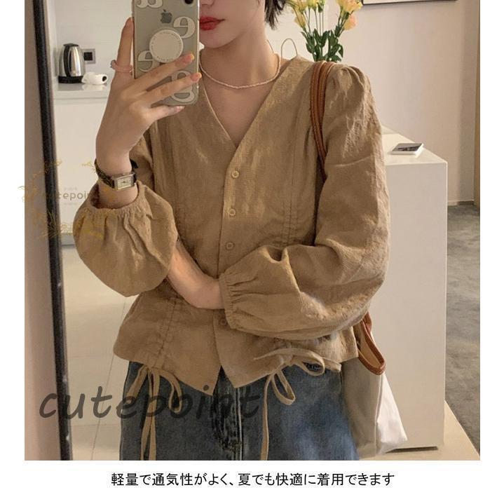 ブラウス 長袖シャツ レディース 長袖ブラウス エレ フリルブラウス ギャザーブラウス トップス 夏 フ シャツ レトロ ブラック 