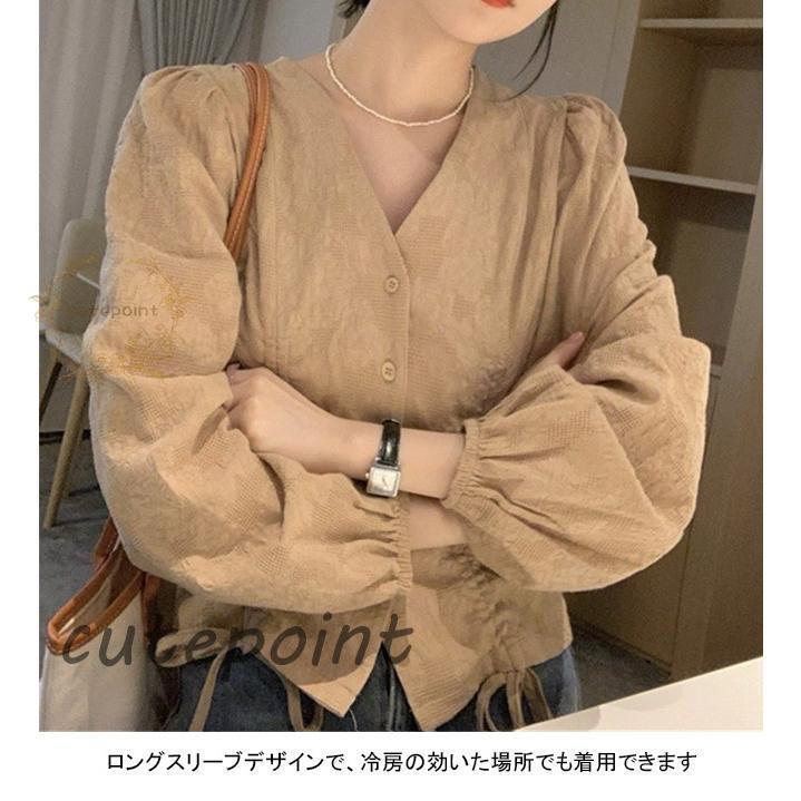 ブラウス 長袖シャツ レディース 長袖ブラウス エレ フリルブラウス ギャザーブラウス トップス 夏 フ シャツ レトロ ブラック 