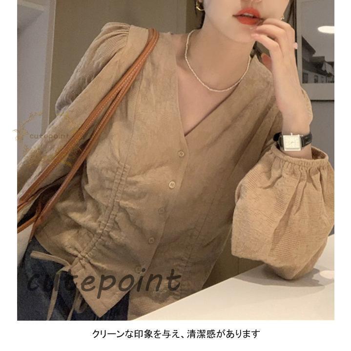 ブラウス 長袖シャツ レディース 長袖ブラウス エレ フリルブラウス ギャザーブラウス トップス 夏 フ シャツ レトロ ブラック 