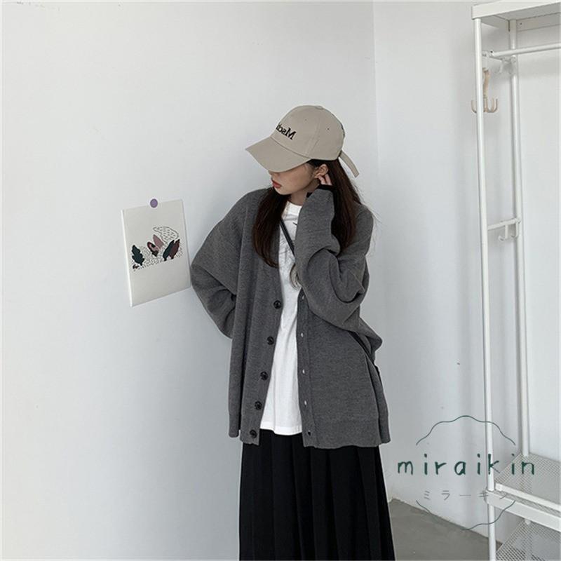 ニットカーディガン レディース ゆったり 長袖 ニットアウター V ニットトップス 秋冬 シンプル 50代 20代 羽織 30代 40代 韓国風 ネック お洒落 体型カバー 