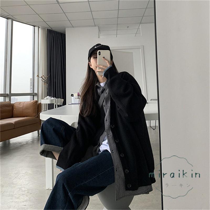 ニットカーディガン レディース ゆったり 長袖 ニットアウター V ニットトップス 秋冬 シンプル 50代 20代 羽織 30代 40代 韓国風 ネック お洒落 体型カバー 