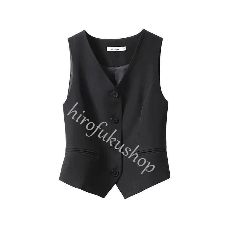 ベスト コート ジャケット レディース ジレ 前開き 事務服 制服 就活 ブラック ノースリーブ スーツ フォーマル ビジネス オフィス 通勤 