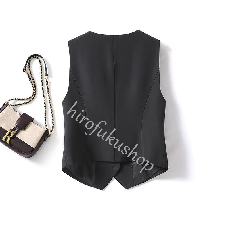 ベスト コート ジャケット レディース ジレ 前開き 事務服 制服 就活 ブラック ノースリーブ スーツ フォーマル ビジネス オフィス 通勤 