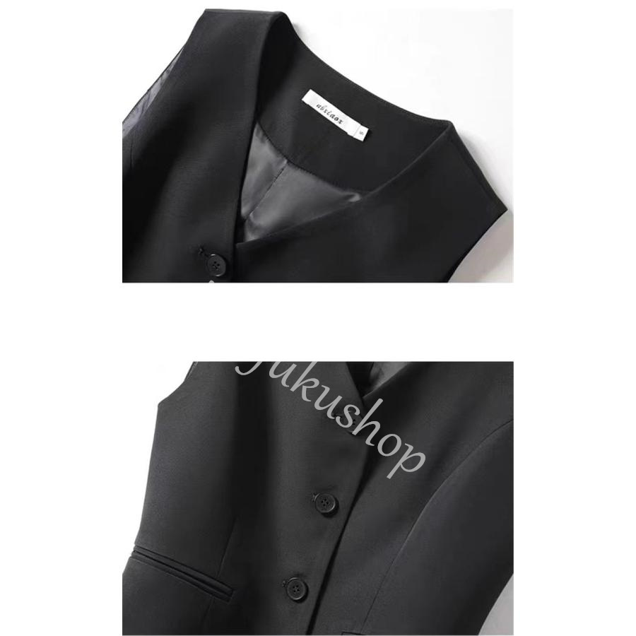 ベスト コート ジャケット レディース ジレ 前開き 事務服 制服 就活 ブラック ノースリーブ スーツ フォーマル ビジネス オフィス 通勤 
