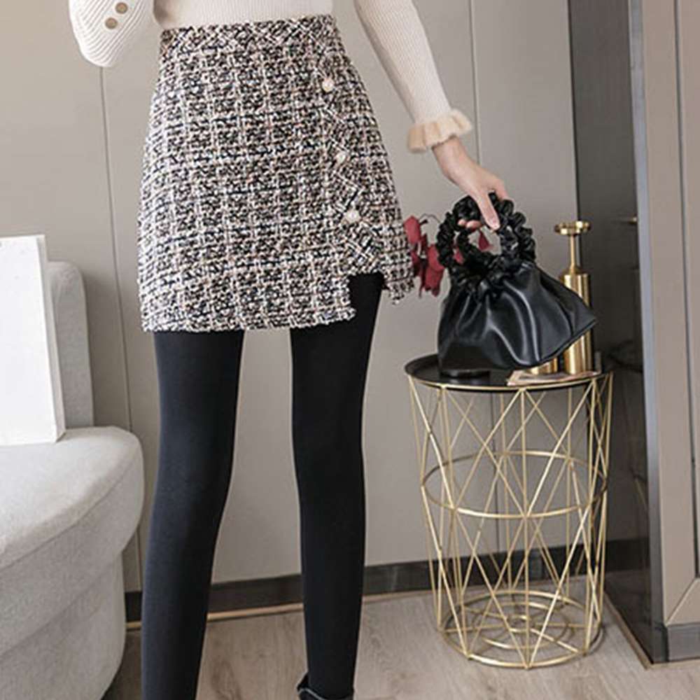 ツイード スカート レディース ショート丈 チェック柄 台形  