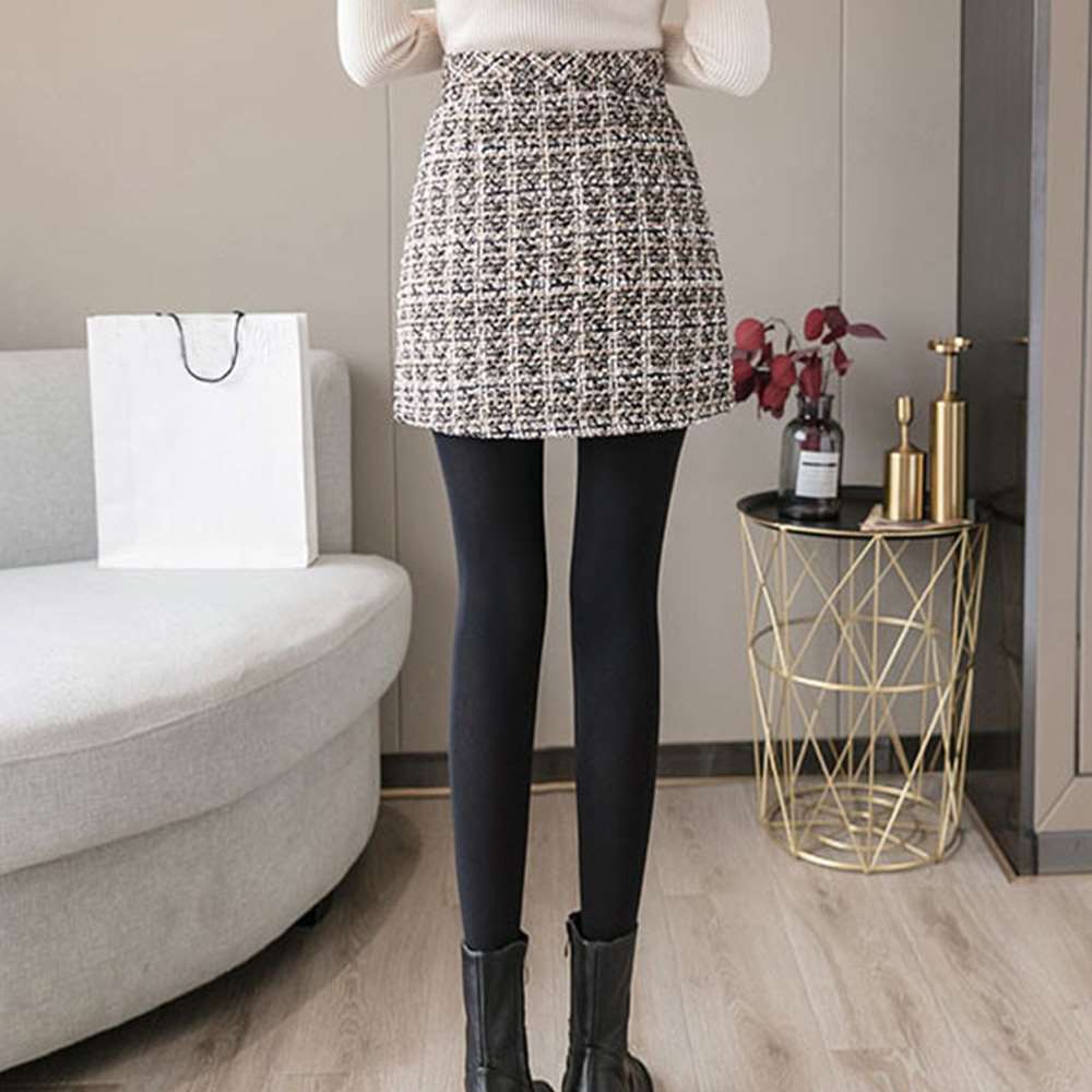 ツイード スカート レディース ショート丈 チェック柄 台形  