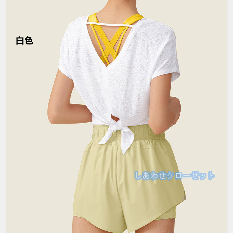 ヨガウェア レディース トップス 半袖 Tシャツ ホットヨガ フィットネス おしゃれ スポーツウェア ランニングウェア かわいい 速乾 吸汗 