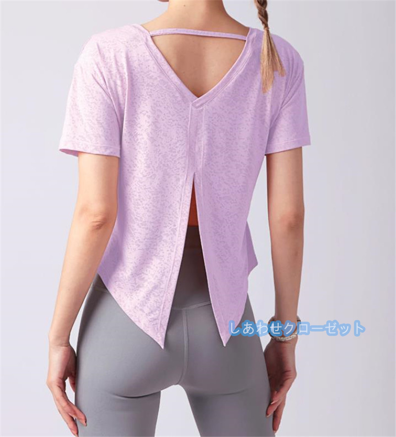 ヨガウェア レディース トップス 半袖 Tシャツ ホットヨガ フィットネス おしゃれ スポーツウェア ランニングウェア かわいい 速乾 吸汗 