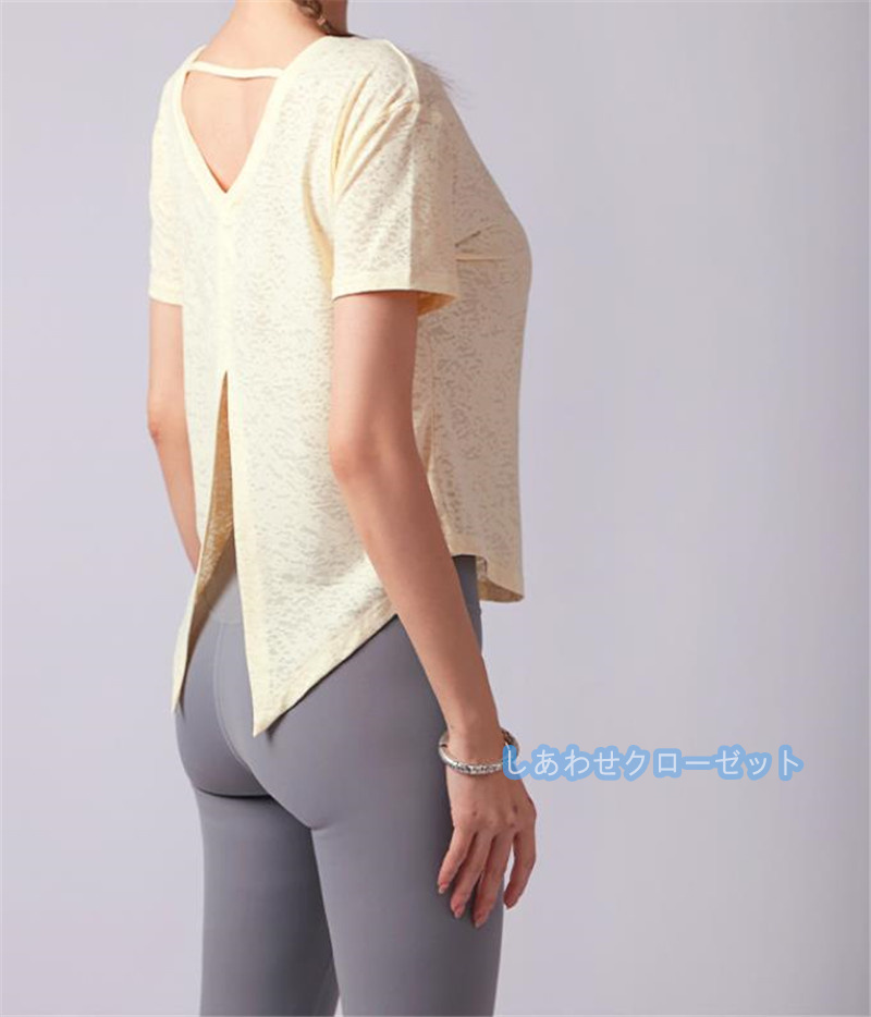 ヨガウェア レディース トップス 半袖 Tシャツ ホットヨガ フィットネス おしゃれ スポーツウェア ランニングウェア かわいい 速乾 吸汗 