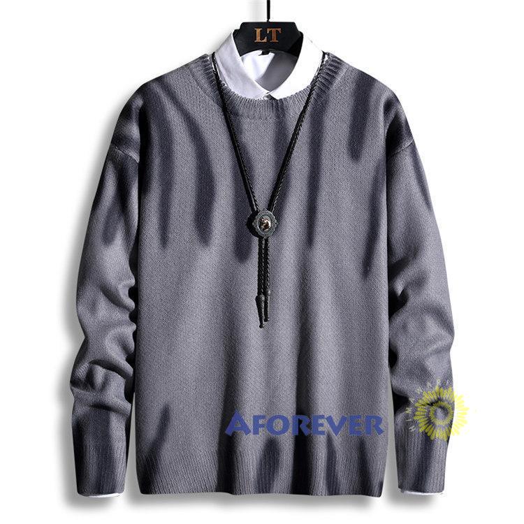 メンズニットセーター 長袖 ニット 丸首 プルオーバー ゆったり トップス トップス 通勤 秋服 カジュアル ニットソー 