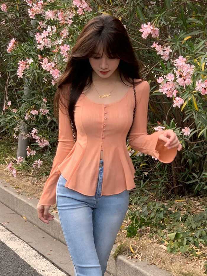 Tシャツ レディース 長袖Tシャツ アシンメト裾 長袖 クルーネック セクシー トップス カジュアル 大人 フェミニン 