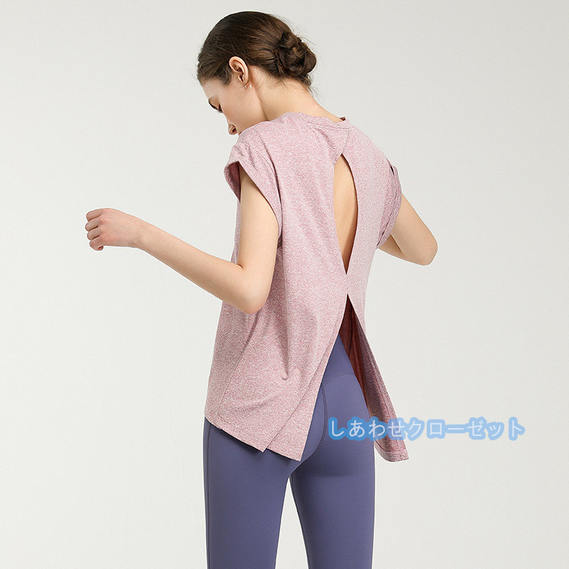 ヨガウェア レディース トップス 半袖 Tシャツ ホットヨガ ランニングウェア 重ね着 かわいい 速乾 スポーツウェア 吸汗 おしゃれ フィットネス 