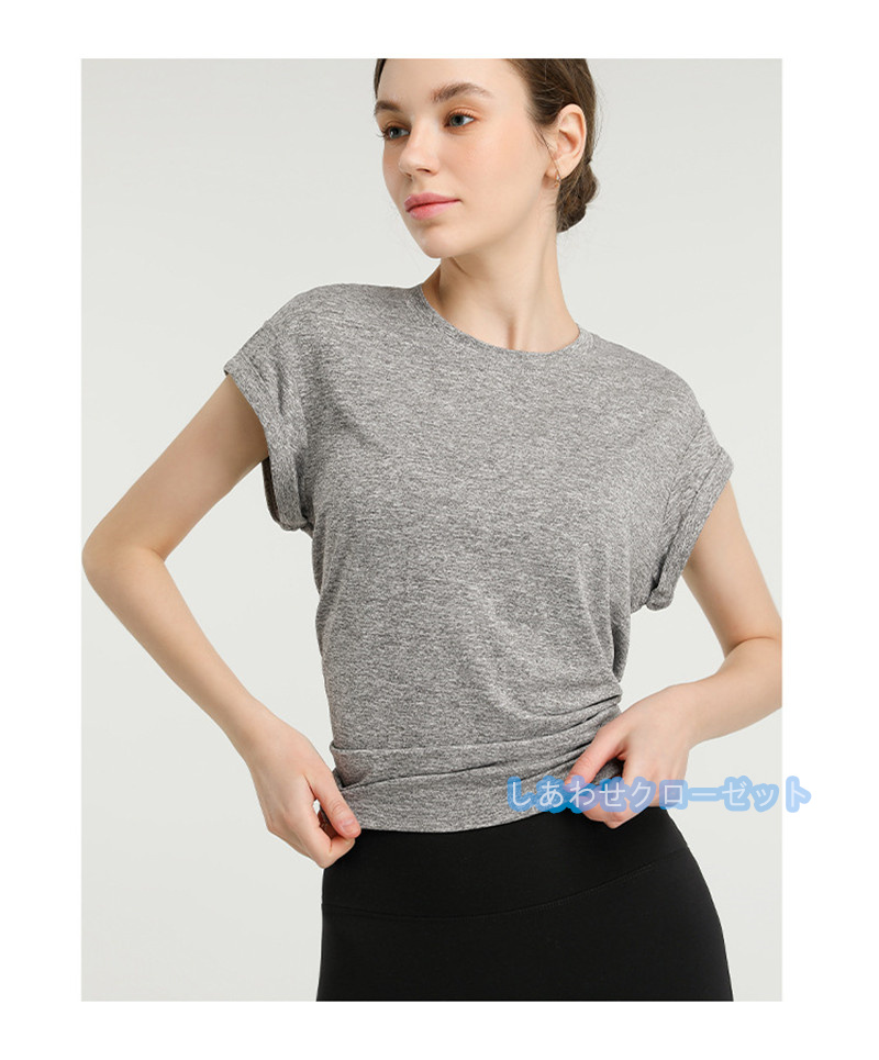 ヨガウェア レディース トップス 半袖 Tシャツ ホットヨガ ランニングウェア 重ね着 かわいい 速乾 スポーツウェア 吸汗 おしゃれ フィットネス 