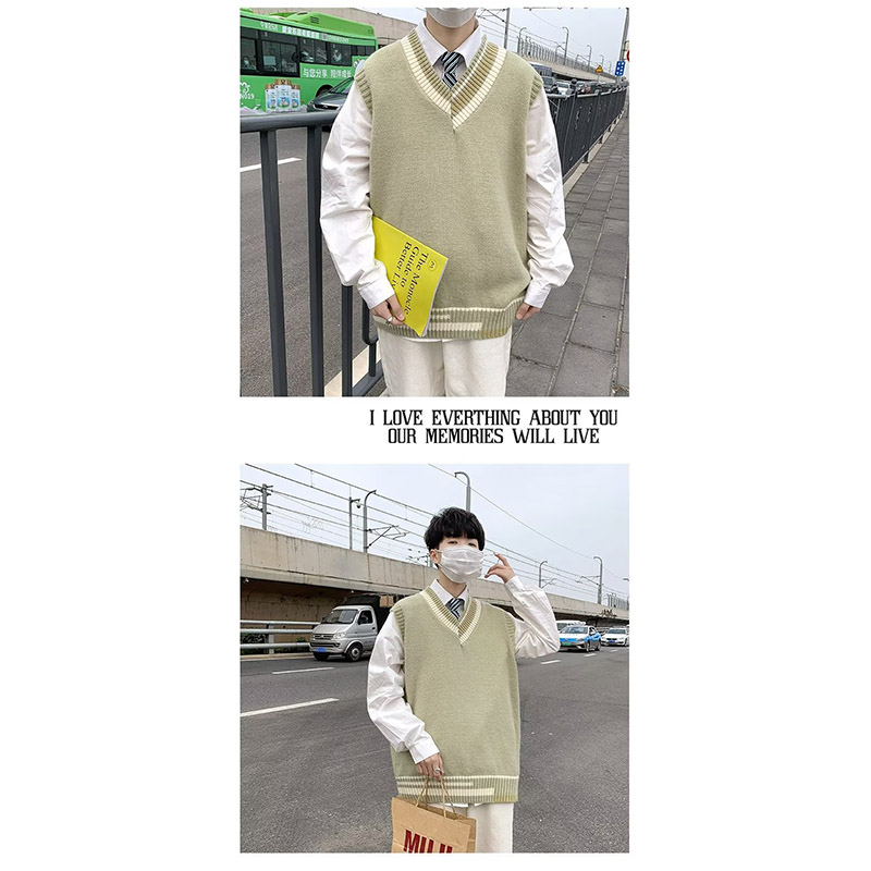 ニットベスト メンズ プルオーバー 袖なし ベスト Vネック ニット 学生 アウター トップス スクール 男子 通勤 オシャレ 通学 冬 秋 ゆったり カジュアル 