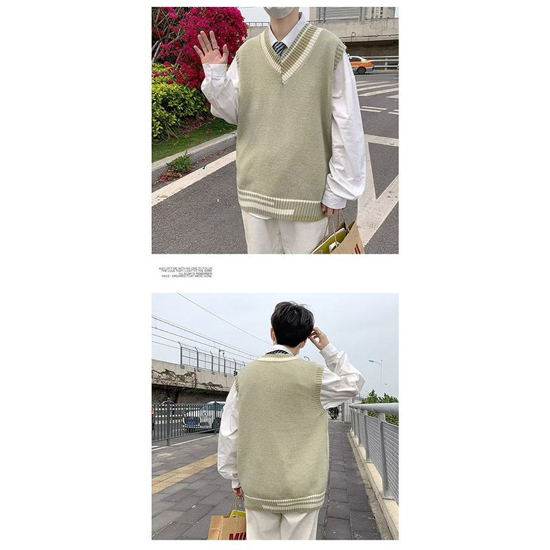 ニットベスト メンズ プルオーバー 袖なし ベスト Vネック ニット 学生 アウター トップス スクール 男子 通勤 オシャレ 通学 冬 秋 ゆったり カジュアル 