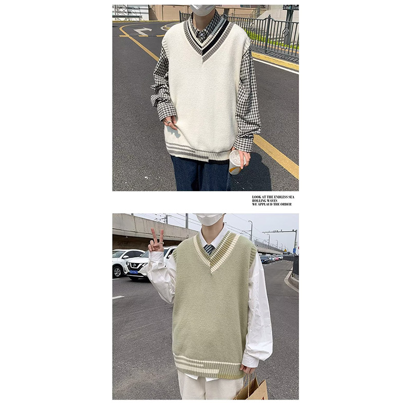 ニットベスト メンズ プルオーバー 袖なし ベスト Vネック ニット 学生 アウター トップス スクール 男子 通勤 オシャレ 通学 冬 秋 ゆったり カジュアル 