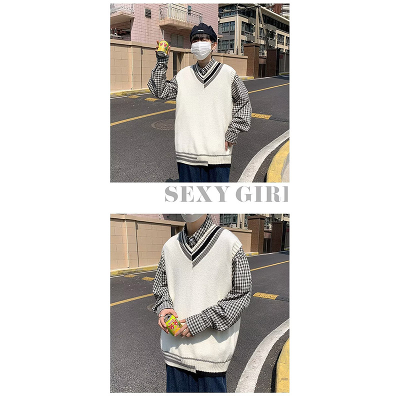 ニットベスト メンズ プルオーバー 袖なし ベスト Vネック ニット 学生 アウター トップス スクール 男子 通勤 オシャレ 通学 冬 秋 ゆったり カジュアル 