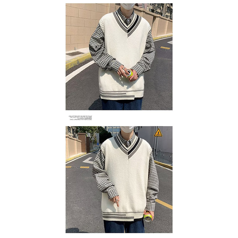 ニットベスト メンズ プルオーバー 袖なし ベスト Vネック ニット 学生 アウター トップス スクール 男子 通勤 オシャレ 通学 冬 秋 ゆったり カジュアル 