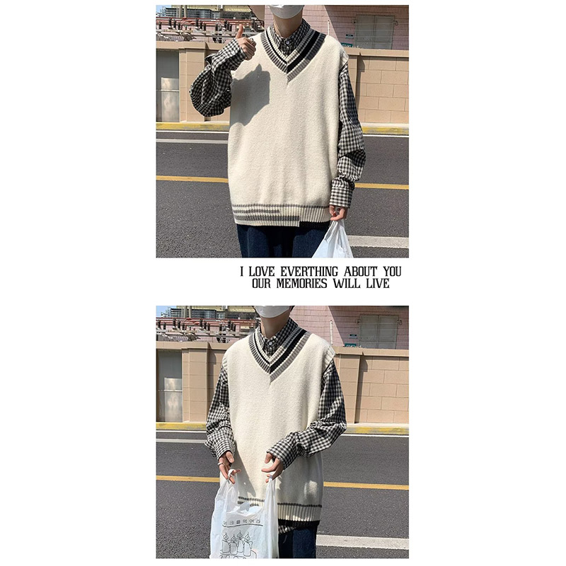 ニットベスト メンズ プルオーバー 袖なし ベスト Vネック ニット 学生 アウター トップス スクール 男子 通勤 オシャレ 通学 冬 秋 ゆったり カジュアル 