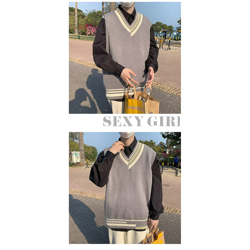 ニットベスト メンズ プルオーバー 袖なし ベスト Vネック ニット 学生 アウター トップス スクール 男子 通勤 オシャレ 通学 冬 秋 ゆったり カジュアル 