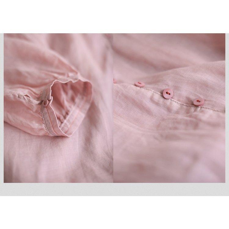 ブラウス レディース 40代 春夏新作 オシャレブラウス リネンシャツ カジュアル Vネック 無地 七分袖トップス 50代 通勤OL シャツ 大人 ゆったり 上品 30代 