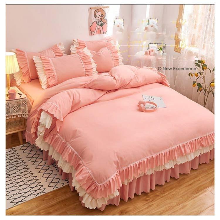 ダブルかわいい可愛いフリル付きセミダブルセット子どもフリル韓国布団カバー可愛いシングルロングベッドスカート子供北欧おし  