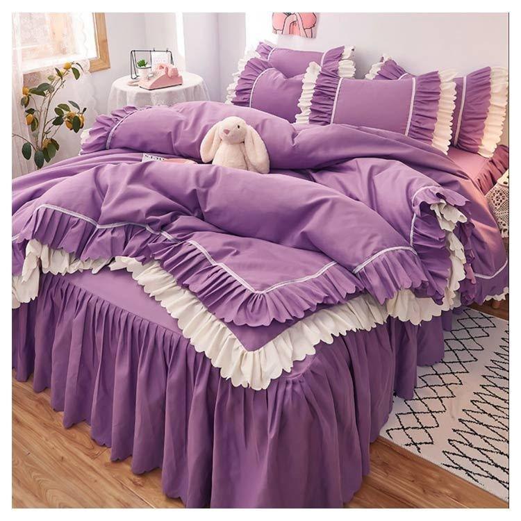 ダブルかわいい可愛いフリル付きセミダブルセット子どもフリル韓国布団カバー可愛いシングルロングベッドスカート子供北欧おし  