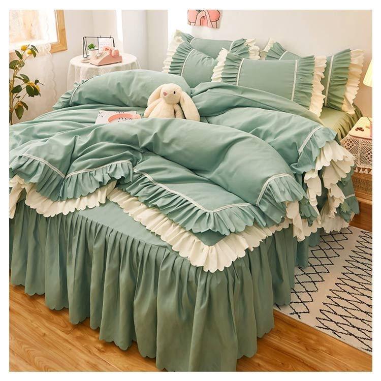 ダブルかわいい可愛いフリル付きセミダブルセット子どもフリル韓国布団カバー可愛いシングルロングベッドスカート子供北欧おし  