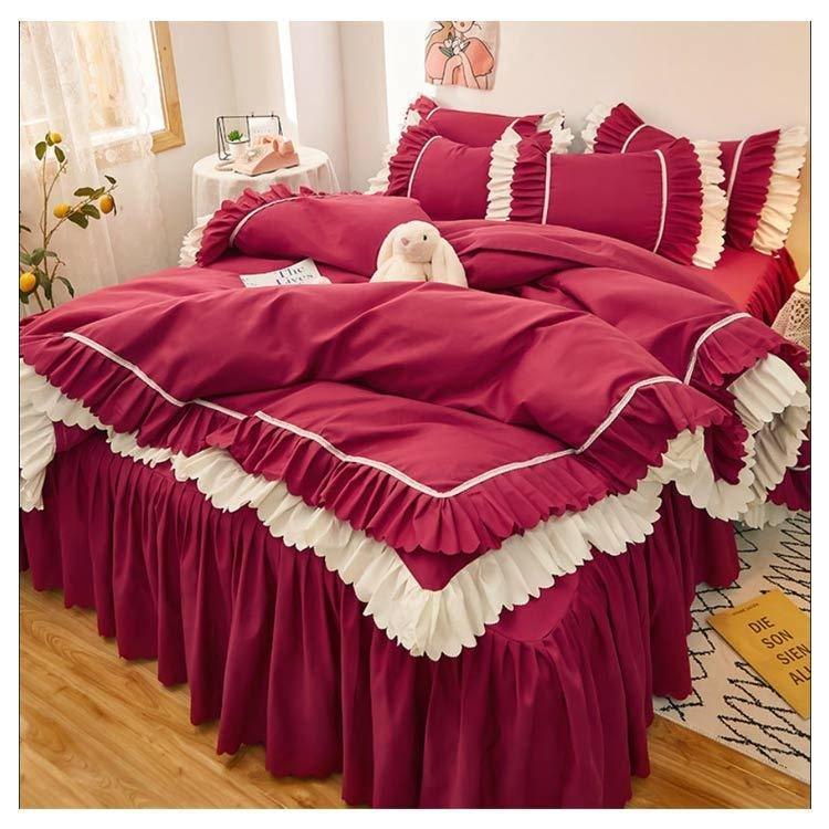 ダブルかわいい可愛いフリル付きセミダブルセット子どもフリル韓国布団カバー可愛いシングルロングベッドスカート子供北欧おし  