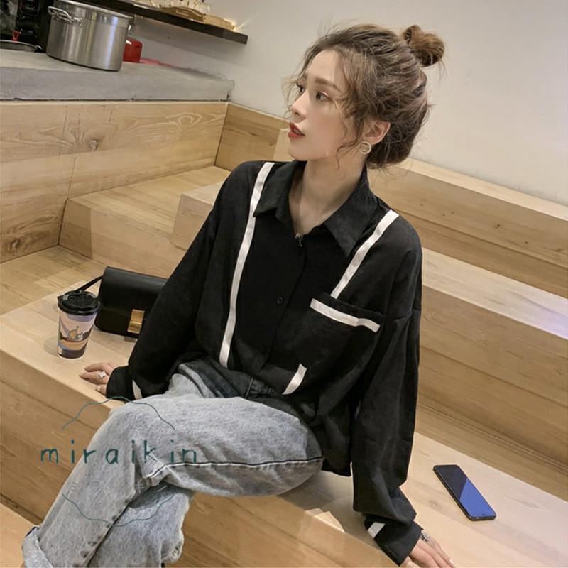 シャツブラウス 長袖 レディース 開襟シャツ 着やせ おしゃれ バイライン入り シンプル 体型カバー カジュアル トップス ダボシャツ カーディガン 