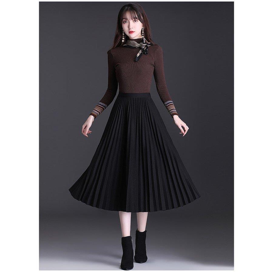 スカート 秋冬 フレアスカート ロング 40代 レディース シンプル 新作 30代 Aライン 50代 通勤 ロングスカート 黒 20代 大人 プリーツ おしゃれ ハイウエスト 