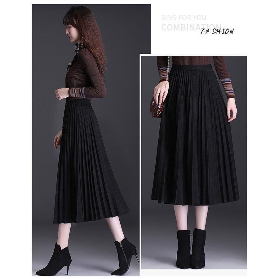 スカート 秋冬 フレアスカート ロング 40代 レディース シンプル 新作 30代 Aライン 50代 通勤 ロングスカート 黒 20代 大人 プリーツ おしゃれ ハイウエスト 