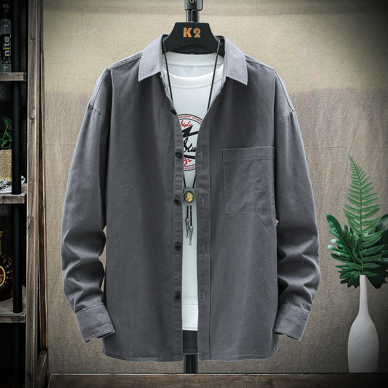 カジュアルシャツ メンズ ワーク シャツ 長袖シャツ 大きいサイズ 紳士服 秋物 無地 アメお洒落 春秋 無地 開襟シャツ アウター 通勤 