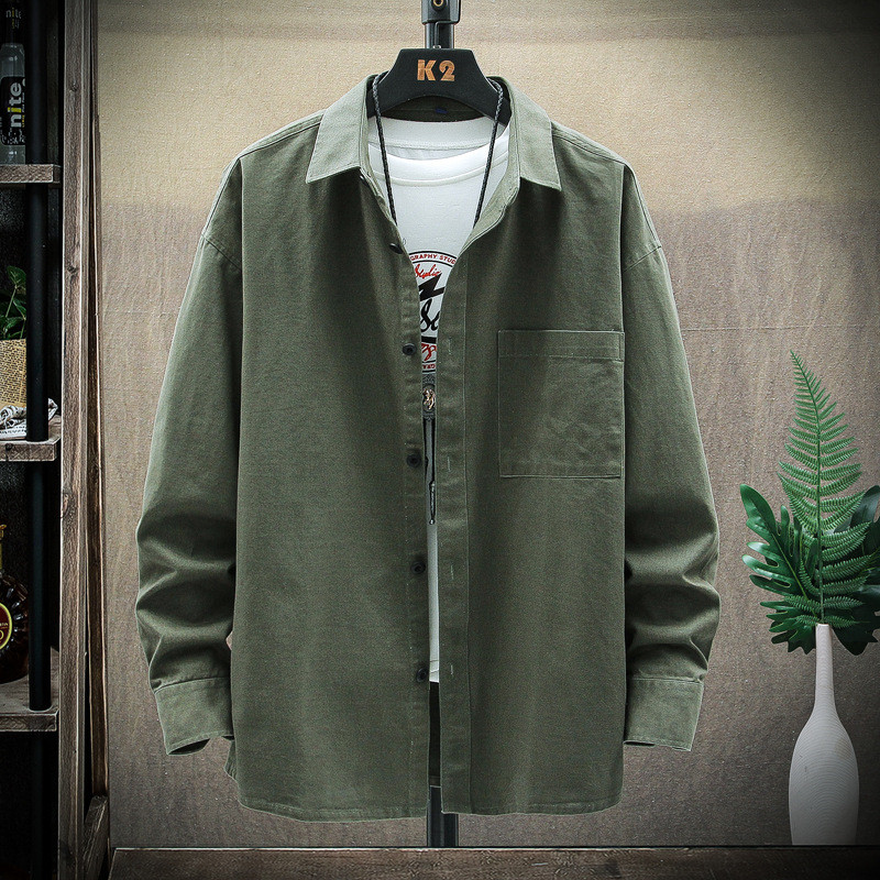 カジュアルシャツ メンズ ワーク シャツ 長袖シャツ 大きいサイズ 紳士服 秋物 無地 アメお洒落 春秋 無地 開襟シャツ アウター 通勤 