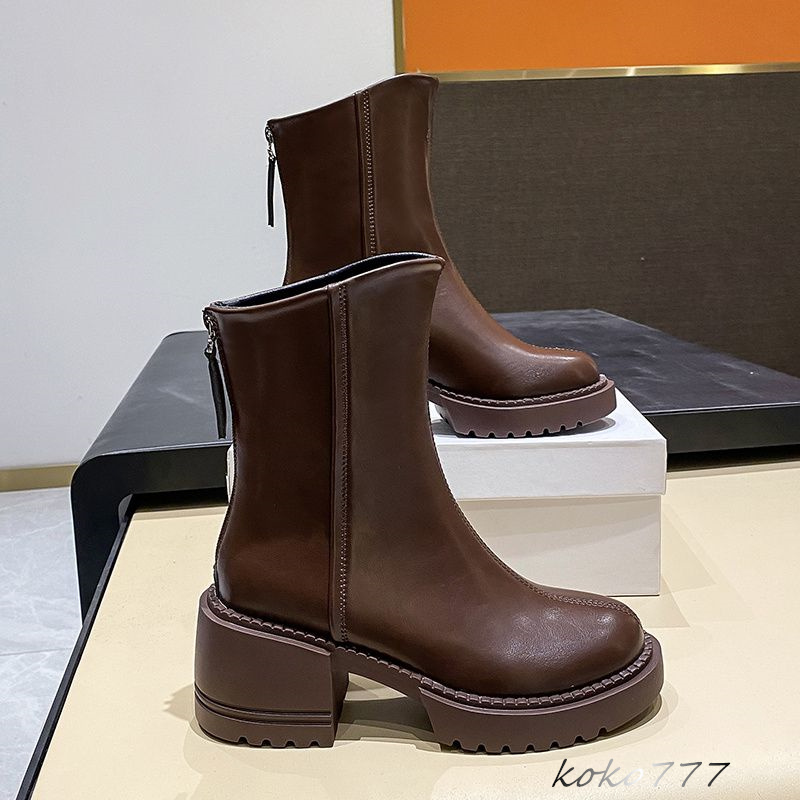 ブーツ レディース ショートブーツ 革靴 太めヒール ウォーキング クラブ OL 発表会 通勤 女子 お出掛け 秋冬 スクール ワーク オシャレ 