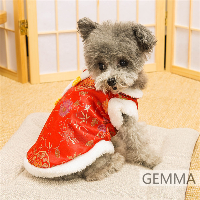 犬服 チャイナ風 レッド ドッグウェア 可愛い 小型犬 犬の服 猫服 暖かい いぬ 春節 ペットウェア 