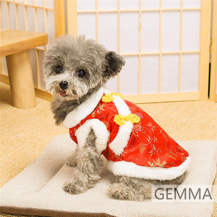 犬服 チャイナ風 レッド ドッグウェア 可愛い 小型犬 犬の服 猫服 暖かい いぬ 春節 ペットウェア 