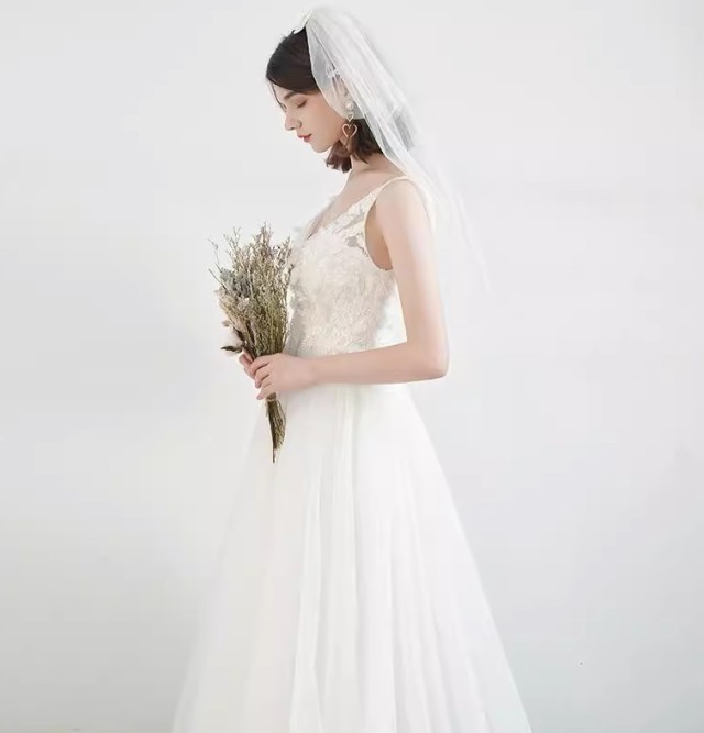 ウェディングドレス 袖なし ノースリーブ エンパイアライン 結婚式 花嫁 白 ドレス 大きいサイズ マタニティドレス レースアップ ハイウエスト 3L 小さいサイズ 