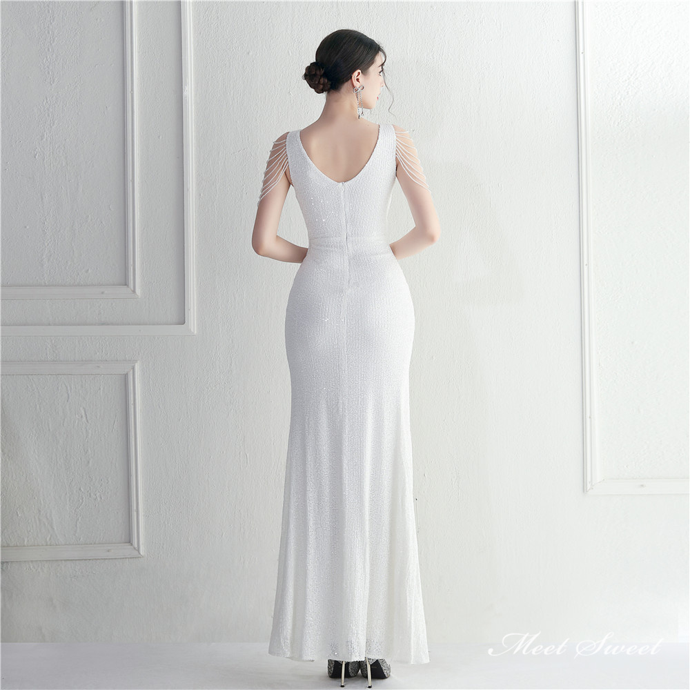 カラードレス マーメイドドレス パーティードレス スリット ビーズ ウェディングドレス 発表会 二次会 結婚式 大きいサイズ スパン小さいサイズ 