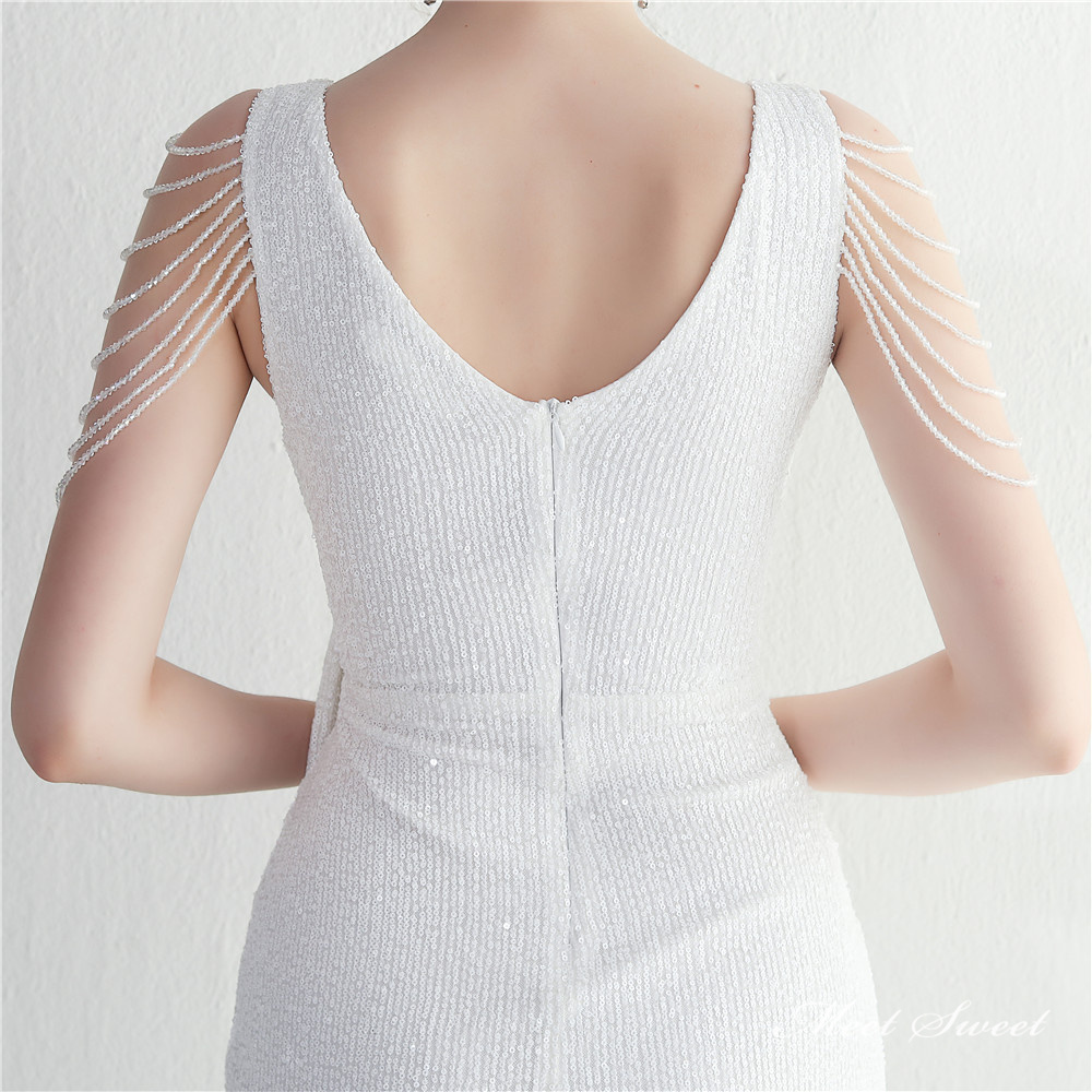 カラードレス マーメイドドレス パーティードレス スリット ビーズ ウェディングドレス 発表会 二次会 結婚式 大きいサイズ スパン小さいサイズ 