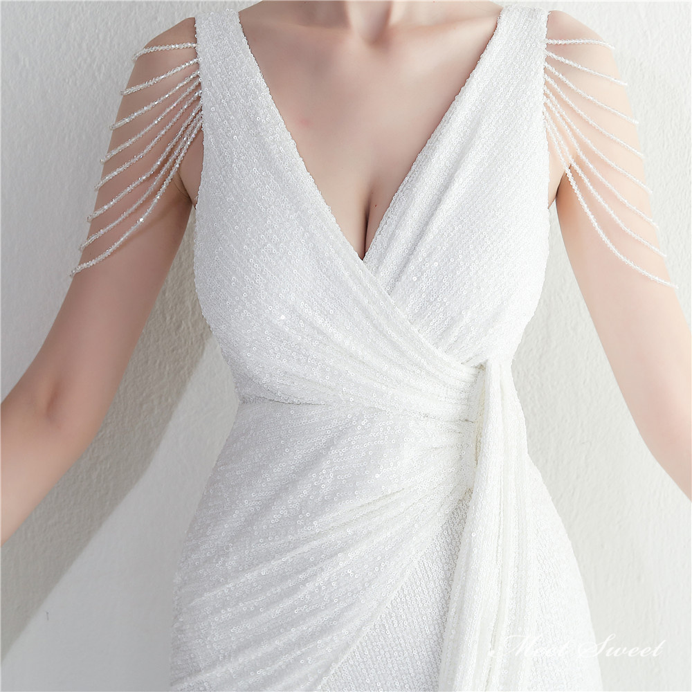 カラードレス マーメイドドレス パーティードレス スリット ビーズ ウェディングドレス 発表会 二次会 結婚式 大きいサイズ スパン小さいサイズ 