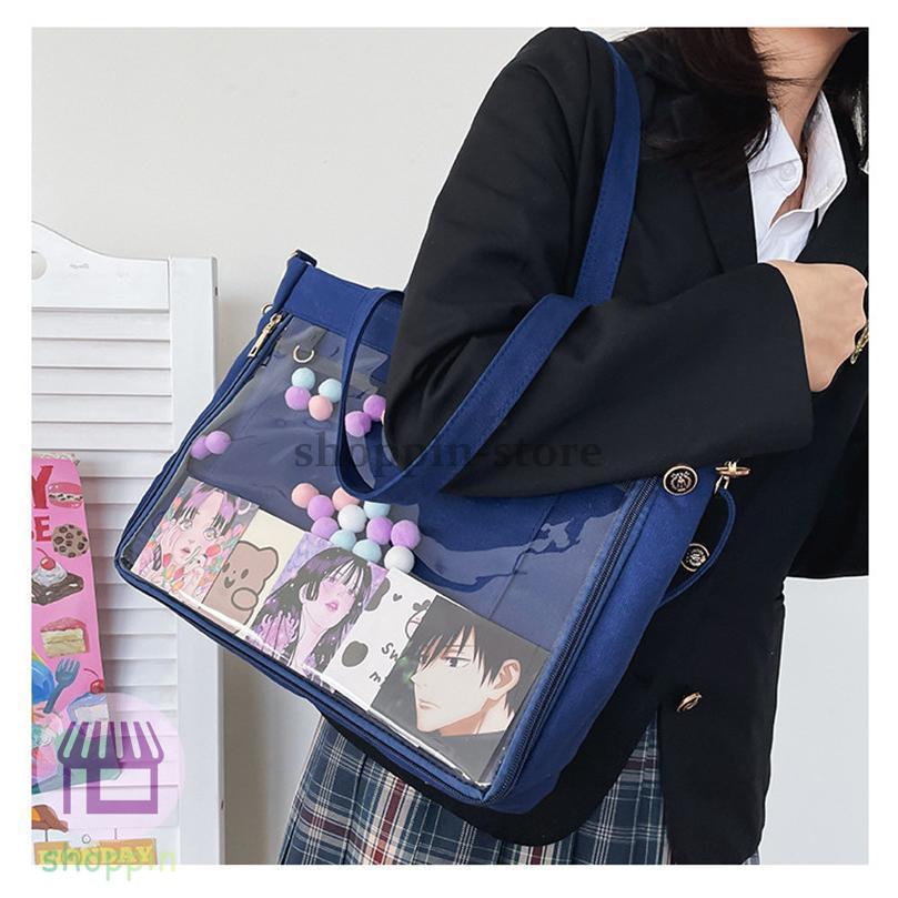 トートバッグ 大容量 A4 クリアバッグ ショルダー 2WAY 仕切り レディース 手提げ 通学 ファスナー付き 大きめ ショルダーバッグ 肩掛け 