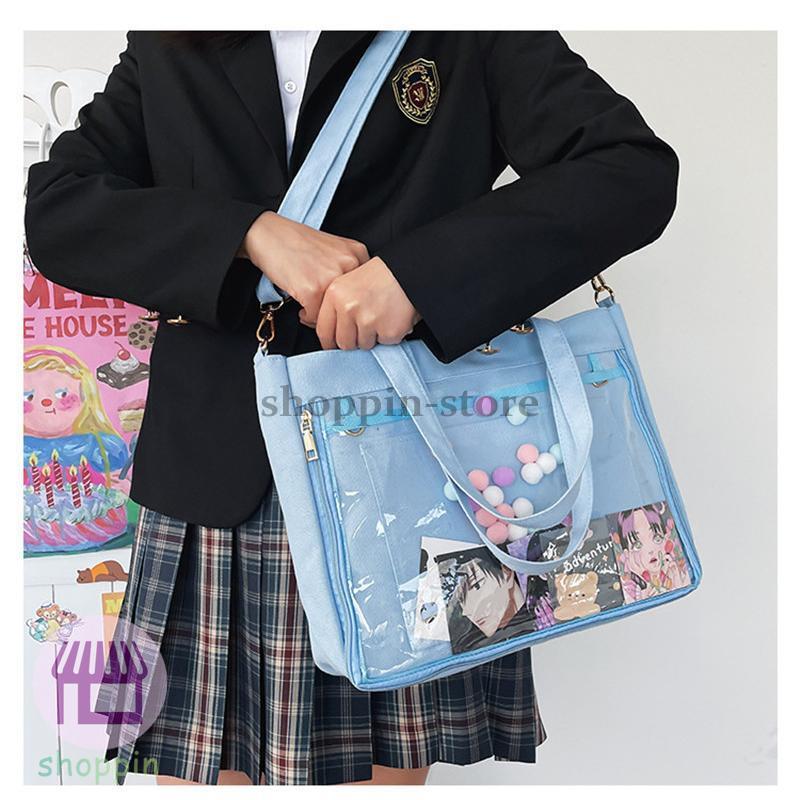 トートバッグ 大容量 A4 クリアバッグ ショルダー 2WAY 仕切り レディース 手提げ 通学 ファスナー付き 大きめ ショルダーバッグ 肩掛け 