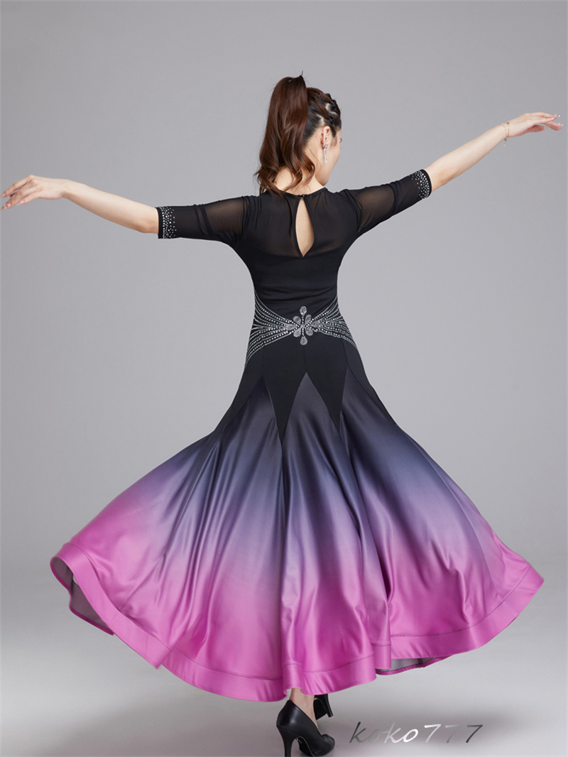 ロングドレス レディース ワンピース ダンスウェア カラードレス パーティー 舞台衣装 発表会 洋服 ラテンモダンダンス コスチューム ワルツ 社交ダンス 公演 