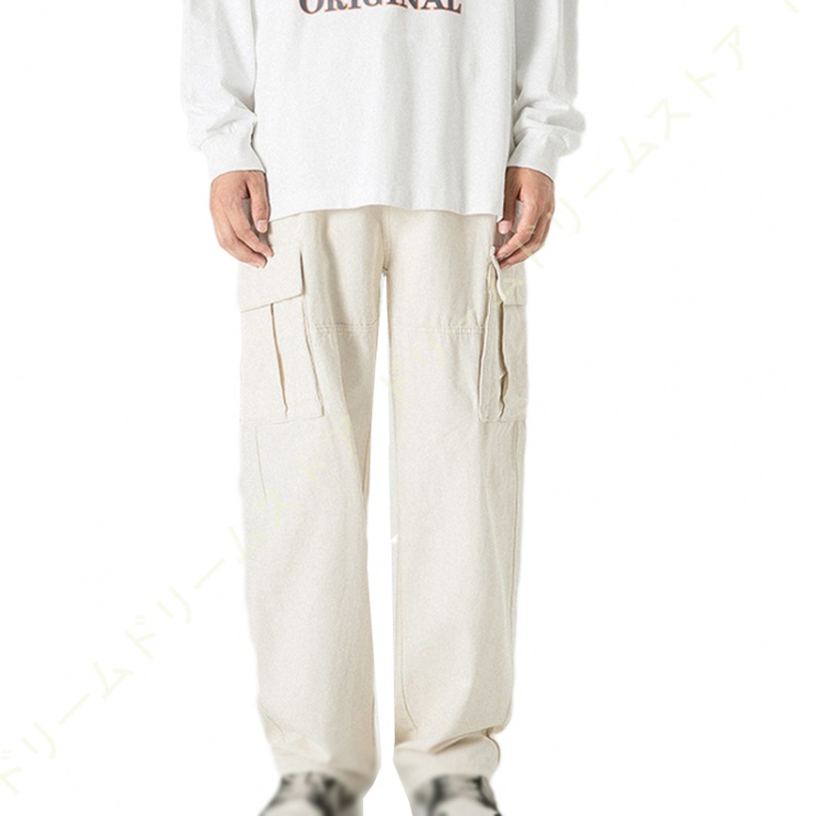 カーゴパンツ メンズ 大きいサイズ ミリタリラックス 薄手 チノパンツ 黒 ワークパンツ 夏秋 ビッグサイズ カーゴ 無地 春 パンツ ワイドパンツ パンツ 