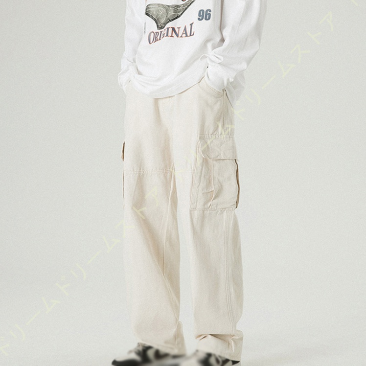 カーゴパンツ メンズ 大きいサイズ ミリタリラックス 薄手 チノパンツ 黒 ワークパンツ 夏秋 ビッグサイズ カーゴ 無地 春 パンツ ワイドパンツ パンツ 