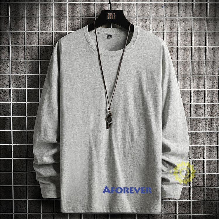 長袖Tシャツ メンズ Tシャツ 無地 プルオーバー ティーシャツ 秋 カットソー トップス 秋服 クルーネック ファッション カジュアル 